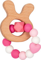 Silikon-Holz-Beißring, rosa - BabyGlück