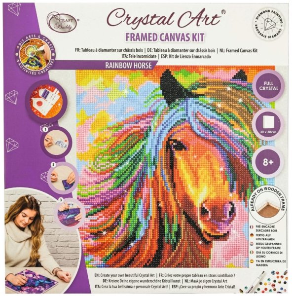 Crystal Art 30x30 Colourful Rainbow Horse